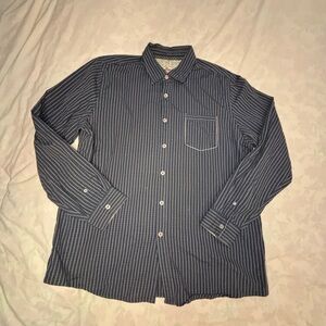 Mantaray Men’s Navy Striped Casual Button Down Shirt